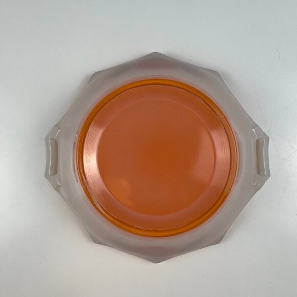 Art Deco handle serving bowl and plate octogonal 30s dish inverted orange paint - Picture 5 of 14